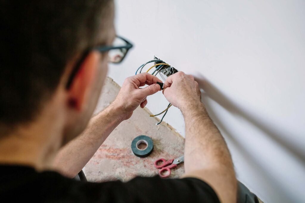 electrician working on electrical installation